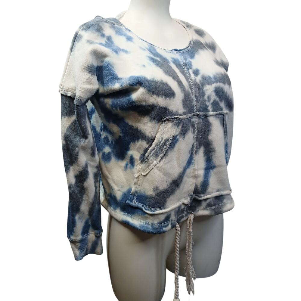 Dreamsicle Tie Dye Hoodie Small Blue White Cropped Lounge Sweatshirt